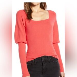 Something Navy Red/Coral Square Neck Sweater